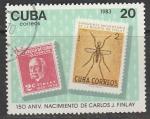 Куба 1983 год. 150 лет со дня рождения врача и учёного К.Х. Финлея, 1 марка (гашёная)