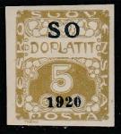 Чехословакия (Восточная Силезия) 1920 год. Цифровой рисунок, надпечатка, ном. 5 Н, 1 доплатная марка из серии (наклейка)