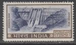 Индия 1967 год. Стандарт. ГЭС "Бхакра-Нангал", 1 марка из серии 