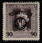 Южная Польша 1918 год. Стандарт. Австро-Венгерская полевая почта, надпечатка, 1 марка из двух (наклейка)
