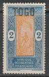 Французское Того 1921 год. Стандарт. Рабочий на масличной пальме, надпечатка, 1 марка из серии (наклейка)