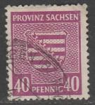 Германия (Советская зона оккупации. Саксония) 1945 год. Герб провинции, ном. 40 Pf., 1 марка из серии (гашёная)