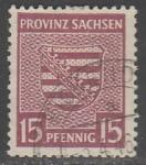 Германия (Советская зона оккупации. Саксония) 1945 год. Герб провинции, ном. 15 Pf., 1 марка из серии (гашёная)
