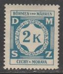 Германия (III Рейх. Протекторат Богемии и Моравии) 1941 год. Цифровой рисунок, ном. 2 К, 1 служебная марка из серии (наклейка)