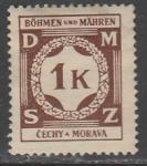 Германия (III Рейх. Протекторат Богемии и Моравии) 1941 год. Цифровой рисунок, ном. 1 К, 1 служебная марка из серии (наклейка)