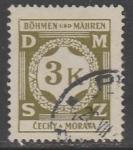 Германия (III Рейх. Протекторат Богемии и Моравии) 1941 год. Цифровой рисунок, ном. 3 К, 1 служебная марка из серии (гашёная)