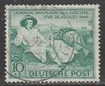 Германия 1949 год. (Американская зона оккупации) 200 лет со дня рождения немецкого писателя И.В. Гёте, 1 марка из серии (гашёная)