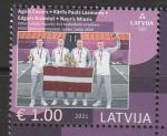 Латвия 2021 год. Медалисты Олимпийских игр в Токио, 1 марка (н
