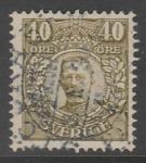 Швеция 1917 год. Стандарт. Король Густав V, ном. 40 эре, 1 марка из серии (гашёная)