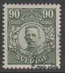 Швеция 1918 год. Стандарт. Король Густав V, ном. 90 эре, 1 марка из серии (гашёная)