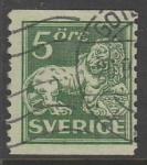 Швеция 1920 год. Стандарт. Лев с гербом, ном. 5 эре, 1 марка из серии (гашёная)