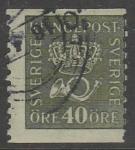 Швеция 1920 год. Стандарт. Корона и почтовый рожок, ном. 40 эре, 1 марка из серии (гашёная)