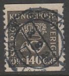 Швеция 1920 год. Стандарт. Корона и почтовый рожок, ном. 140 эре, 1 марка из серии (гашёная)