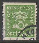 Швеция 1934/1936 год. Стандарт. Корона и почтовый рожок, ном. 145 эре, 1 марка из серии (гашёная)
