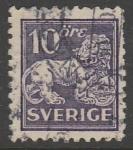 Швеция 1925 год. Лев с гербом, ном. 10 эре, 1 марка из серии (гашёная)