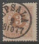 Швеция 1872/1877 год. Номинал в круге, 3 эре, 1 марка из серии (гашёная)