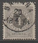 Швеция 1877 год. Номинал в круге, 4 эре, 1 марка из серии (гашёная)