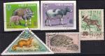 Набор иностранных марок, животные, 5 марок гашеных