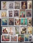 Набор иностранных марок, живопись, 25 марок гашеных