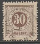 Швеция 1877 год. Номинал в круге, 30 эре, 1 марка из серии (гашёная)