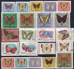 Набор иностранных марок, бабочки, 22 марки гашеные
