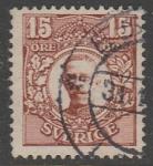 Швеция 1911/19 год. Стандарт. Король Густав V, ном. 15 эре, 1 марка из серии (гашёная)