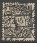 Швеция 1911/19 год. Стандарт. Король Густав V, ном. 1 Kr, 1 марка из серии (гашёная)