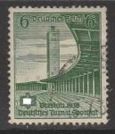 Германия (III Рейх) 1938 год. Архитектура Бреслау. Стадион, 1 марка из серии (гашёная)