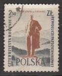 Польша 1957 год. Памятник В.И. Ленину. 40 лет ВОСР, 1 марка из двух (гашёная)