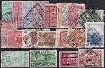 Набор марок, Бельгия, 1910-1940-х годов. Поезда на марках, 19 марок, железнодорожные гашения