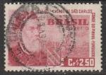 Бразилия 1957 год. Сан Карлос, паровоз, 1 марка (гашёная)