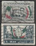 Иран 1957 год. Президенты Италии и Ирана, государственные флаги, 2 марки (гашёные)
