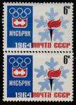СССР 1964 год. IX Зимние Олимпийские игры в Инсбруке. Разновидность - разный оттенок, 2 марки.