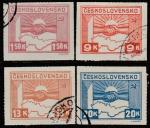ЧССР 1945 год. Стандарт. Карта Чехословакии, 4 б/зубц. марки (гашёные)