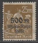 Германия (Веймарская республика) 1923 год. Помощь Рейнской и Рурской областям. Жнецы, 25М+500М, ндп, 1 марка из трёх.