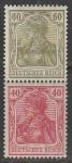 Германия (Веймарская республика) 1920/1921 год. Стандарт. Аллегорический образ Германии, 60/40 Pf., пара марок (наклейка)