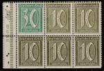 Германия (Веймарская республика) 1921 год. Цифровой рисунок номинала в квадрате, 30/5х10 Pf., часть листа (наклейка)