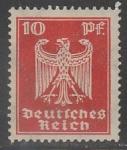 Германия (Веймарская республика) 1924 год. Стандарт. Новый имперский орёл, 10 Pf., 1 марка из серии (наклейка)