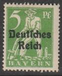 Германия (Веймарская республика) 1920/1921 год. Стандарт. Пахарь. Надпечатка на марке Баварии, 5 Pf., 1 марка из серии (наклейка)