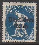 Германия (Веймарская республика) 1920/1921 год. Стандарт. Сеятель, ндп на марке Баварии, ном. 80 Pf., 1 марка из серии (наклейка)
