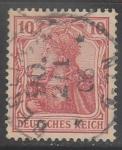 Германия (II Рейх) 1905/1913 год. Германия с императорской короной, номинал 10 Pf., 1 марка из серии (гашёная)