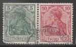 Германия (II Рейх) 1905/1913 год. Стандарт. Аллегорический образ Германии, 5/10 Pf., пара марок (гашёные)