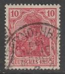 Германия (II Рейх) 1915/1919 год. Стандарт. Аллегорический образ Германии, ном. 10 Pf, 1 марка из серии (гашёная)
