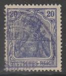 Германия (II Рейх) 1915/1919 год. Стандарт. Аллегорический образ Германии, ном. 20 Pf, 1 марка из серии (гашёная)