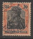Германия (II Рейх) 1915/1919 год. Стандарт. Аллегорический образ Германии, ном. 30 Pf, 1 марка из серии (гашёная)
