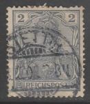 Германия (II Рейх) 1900 год. Стандарт. Аллегорический образ Германии. Надпись "reichspost", 2 Pf., 1 марка из серии (гашёная)