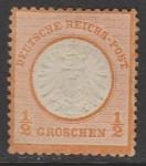 Германия (II Рейх) 1872 год. Стандарт. Орёл с большим нагрудным щитом, 1/2 Gr, 1 марка из серии (наклейка)