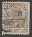 Германия (II Рейх) 1902 год. Стандарт. Аллегорический образ Германии. Надпись "deutsches reich", 3 Pf., 1 марка из серии (гашёная)