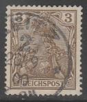 Германия (II Рейх) 1900 год. Стандарт. Аллегорический образ Германии. Надпись "reichspost", 3 Pf., 1 марка из серии (гашёная)