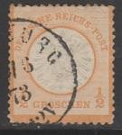 Германия (II Рейх) 1872 год. Стандарт. Орёл с большим нагрудным щитом, 1/2 Gr, 1 марка из серии (гашёная)